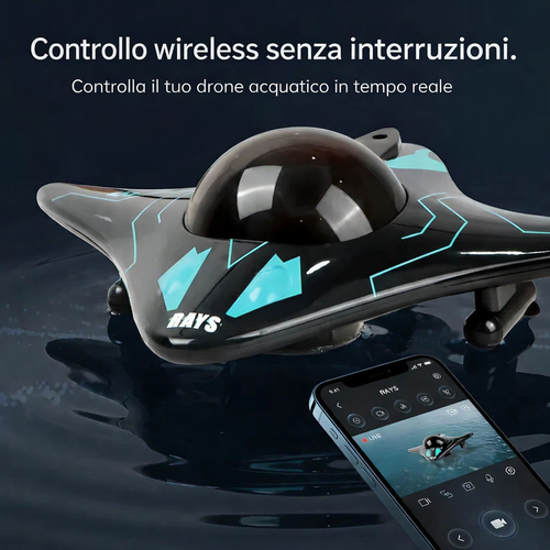 Barca telecomandata con telecamera subacquea